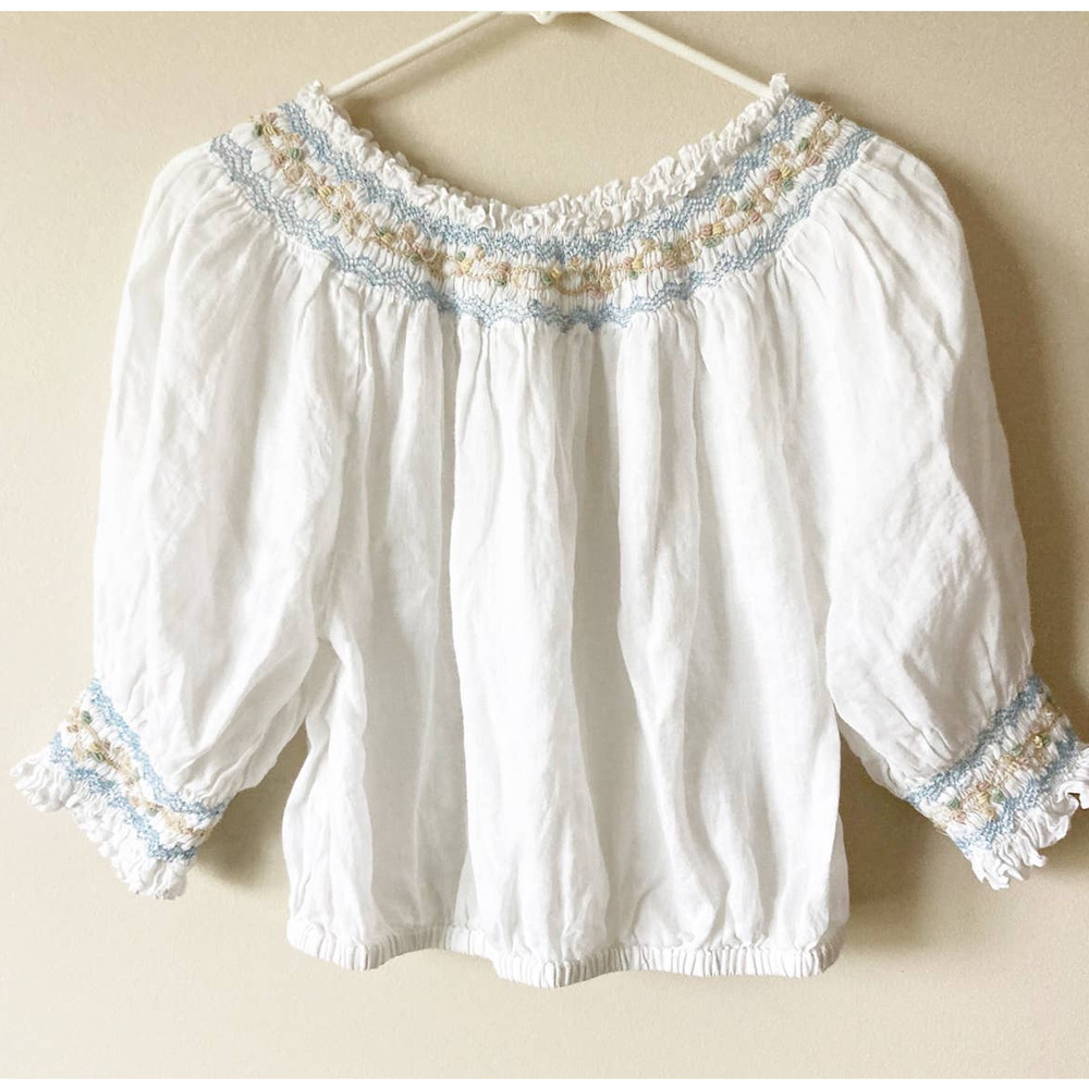 DOEN Alpine Top in Salt Smocked M RARE - Picture 3 of 8